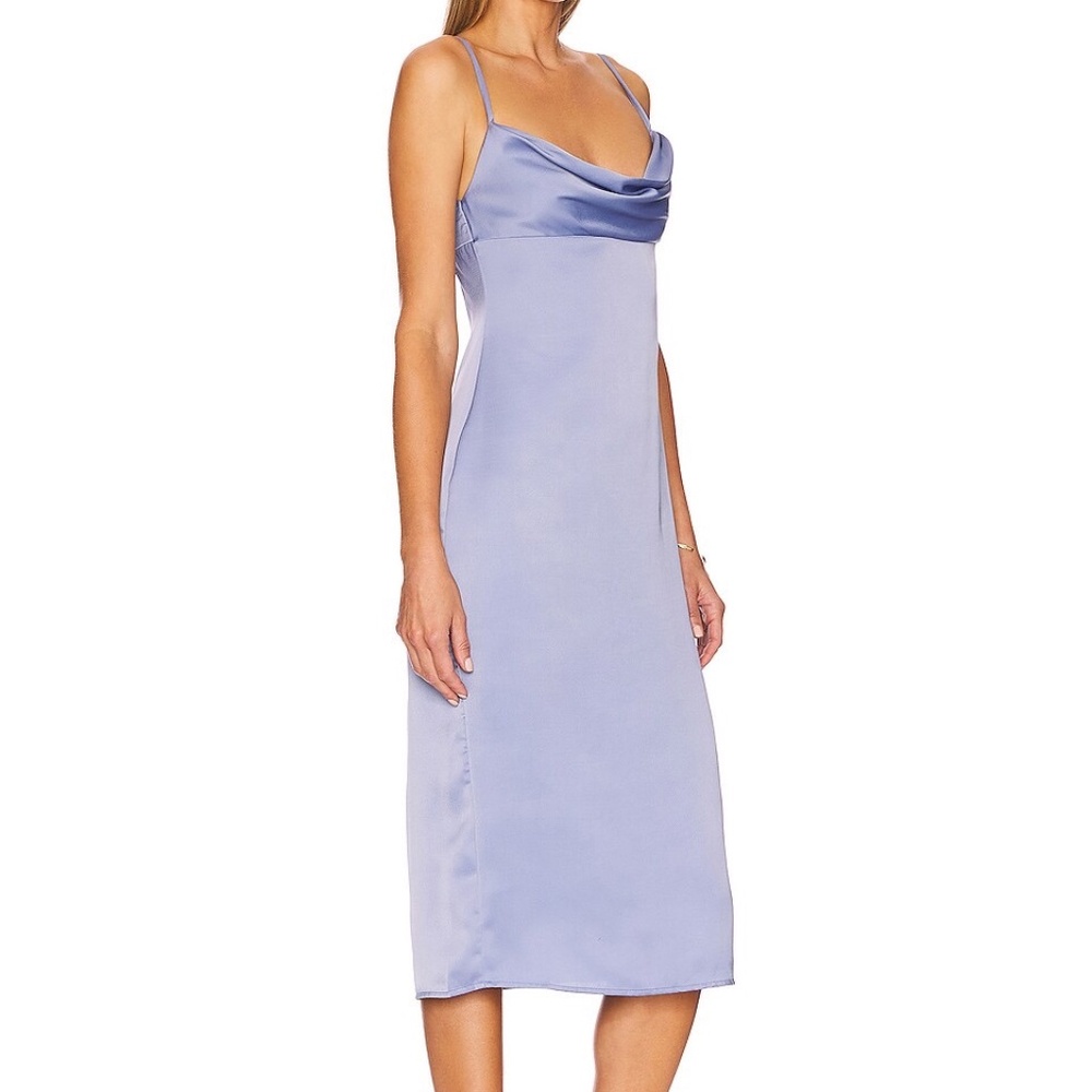 WeWoreWhat Cowl Neck Midi Slate Blue Dress